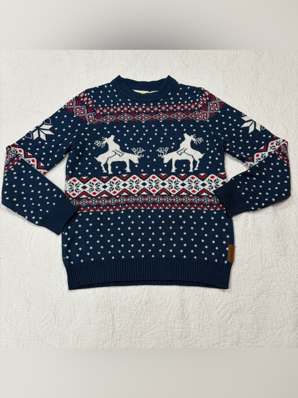 Tipsy Elves Ugly Christmas Sweater Naughty Reindeer Fair Isle Sz L Novelty Print